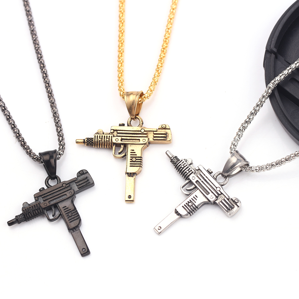 Men'S Fashion Jewelry - パンク・ウジ・ピストル・マシンガン・ネックレス・ペンダント - メンズ向けファッション・ヒップホップ・ジュエリー、ハンサムな個性派アクセサリー