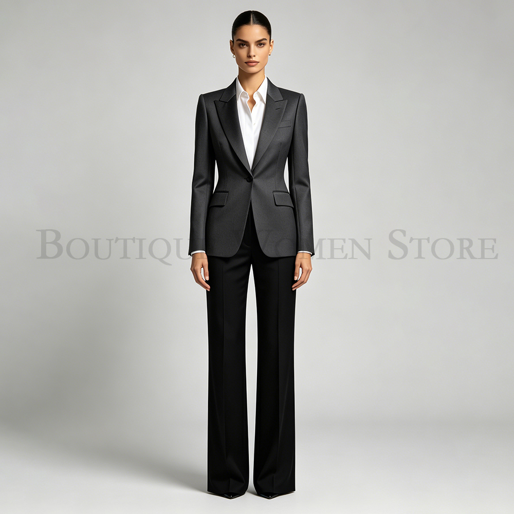 Men'S Fashion All Black Outfit - ファッション黒の女性用スーツ ワンボタン オフィスレディー向け ツーピース ジャケットパンツスーツ 高品質女性服コスチューム