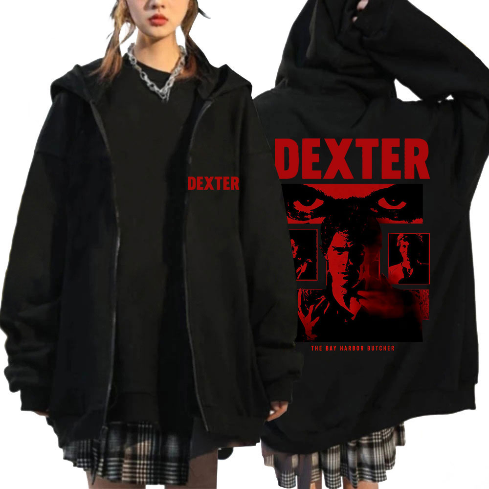 Mens Fashion Zip Up Hoodies - テレビプレイデクスターモーガンクラシックジッパーパーカーメンズヴィンテージファッションジップアップトラックスーツオーバーサイズフリースカジュアルジャケットストリートウェア