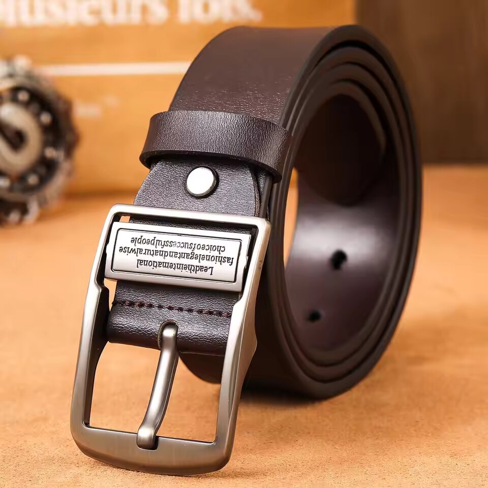 Leather Belt Braided - 新しい革牛革メンズベルトファッション金属合金ピンバックル大人の高級ブランドジーンズビジネスカジュアルウエスト男性ストラップブランド