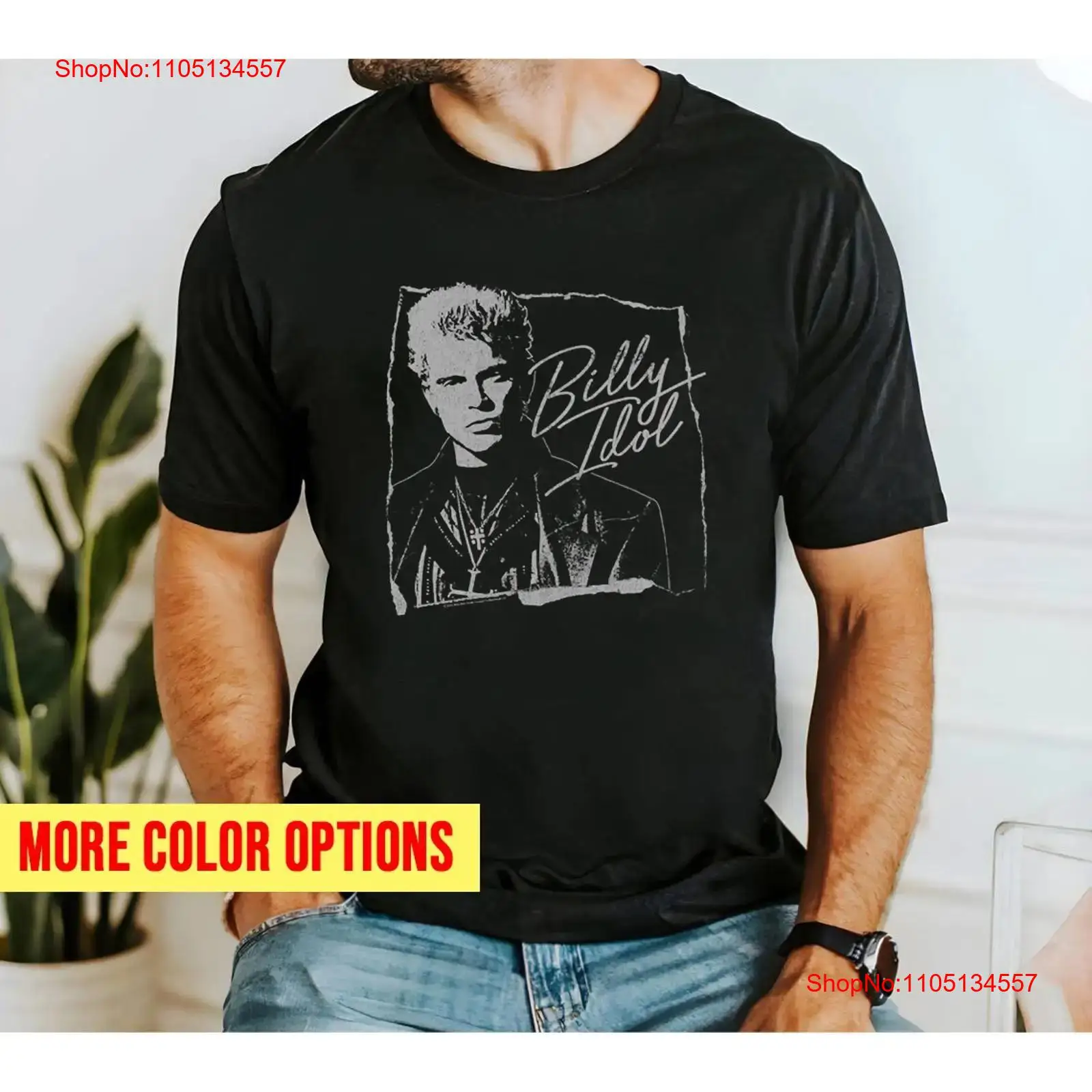 Men'S Fashion Everyday - ビリー・アイドル トーンアンドカーシブ Tシャツ A14232 ヴィンテージ ウォッシュド
