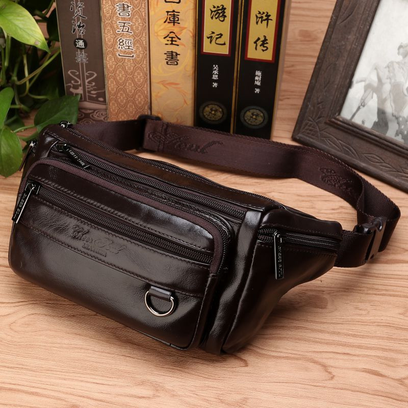 Leather Belt Braided - 男性ウエストファニーバッグスリングチェストバッグ本革カジュアルファッションレトロクロスボディ男性本物の牛革ループヒップベルトお尻バッグ