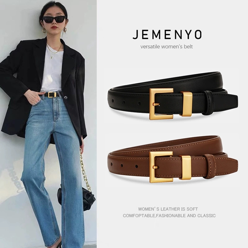 Leather Belt Braided - レディースレザーベルト;牛革製スーツ用多目的装飾ウエストベルト;レトロシンプル高級ブラックインスタイルデニムベルト