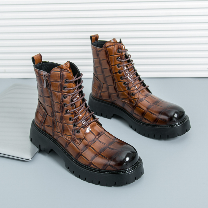 Mens Fashion Zapatos - 夏のメンズファッションチェルシーブーツブラックブラウンアメリカンレースアップビジネスオフィスブランドブーツトレーニングシューズサイズ38-46メンズブーツ
