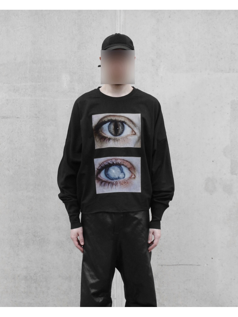 Men'S Fashion 2026 - 2026年新作 ダークゴシック リアリスティック ダブルアイプリント 長袖トップス パンクストリートトレンドファッション