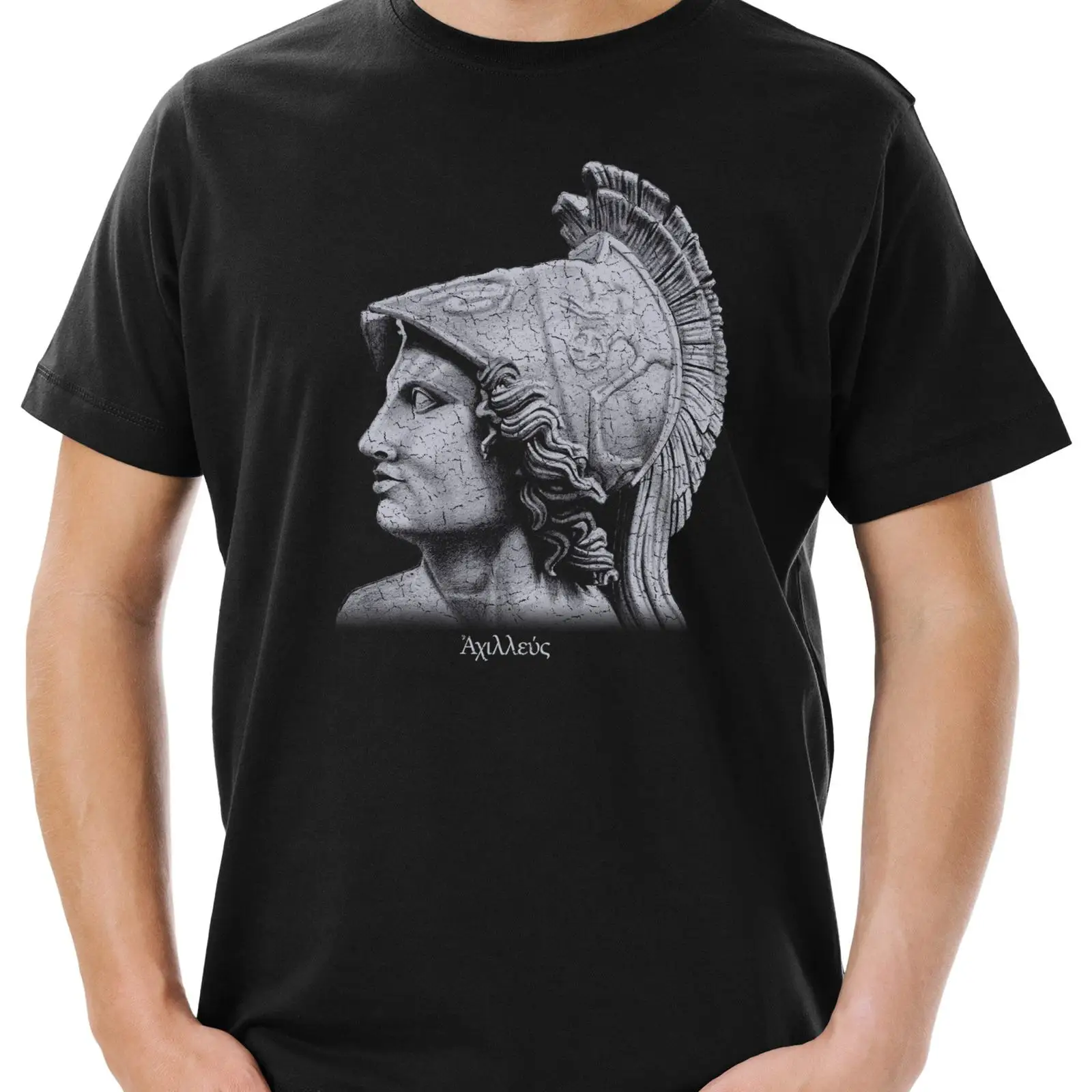 Men'S Fashion Greece - アーバンバックウッズプリントTシャツ アキレスの肖像画 メンズ 神話 神々 トロイ