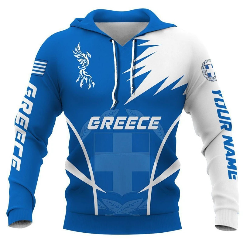Men'S Fashion Greece - 1 ピースカスタムあなたの写真ギリシャパーソナライズされた高品質 3D プリント男性女性用パーカーカジュアルファッションストリートウェアフード付きスウェットシャツ
