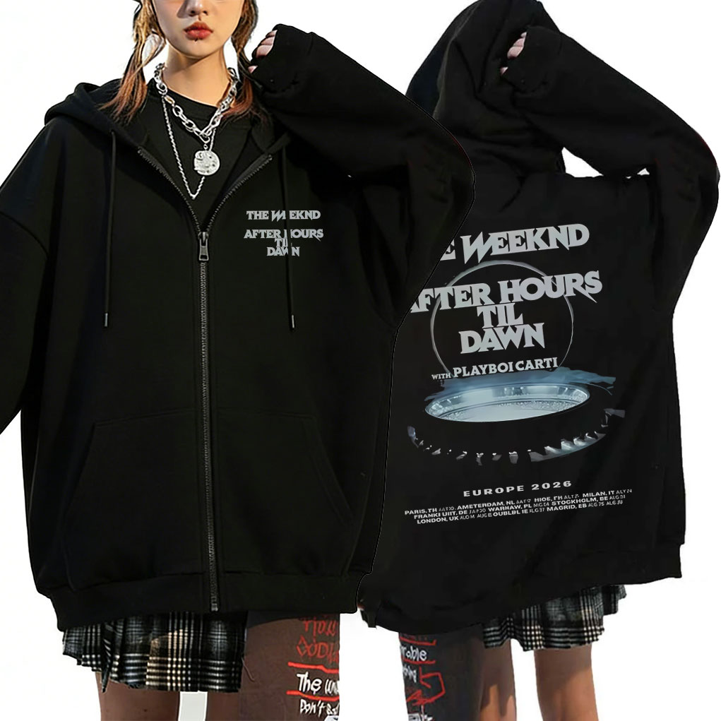 Mens Fashion Zip Up Hoodies - ラッパー・ザ・ウィークエンド「アフター・アワーズ・ティル・ドーン」とプレイボーイ・カルティのツアー2026ジッパーフーディー メンズ ヒップホップファッション ポップミュージック ジップアップジャケット