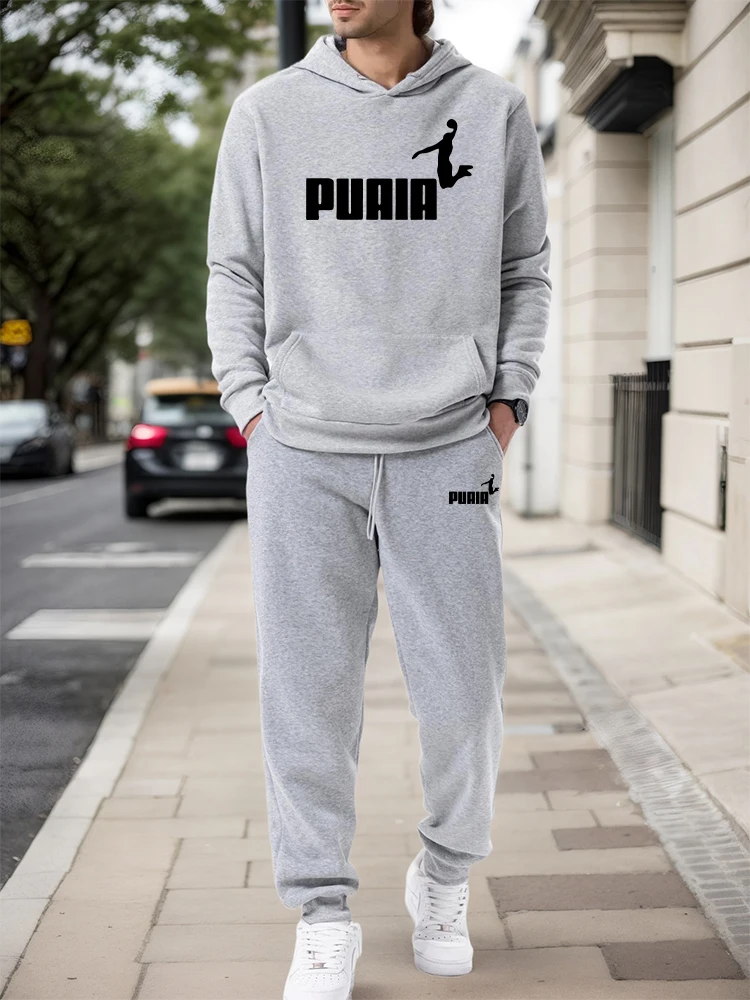 Men'S Fashion 2026 - メンズセット/パーカー/パンツ 2026秋冬 カジュアルスポーツ フード付きプルオーバー＆スウェットパンツ アーバンファッション スポーツウェア