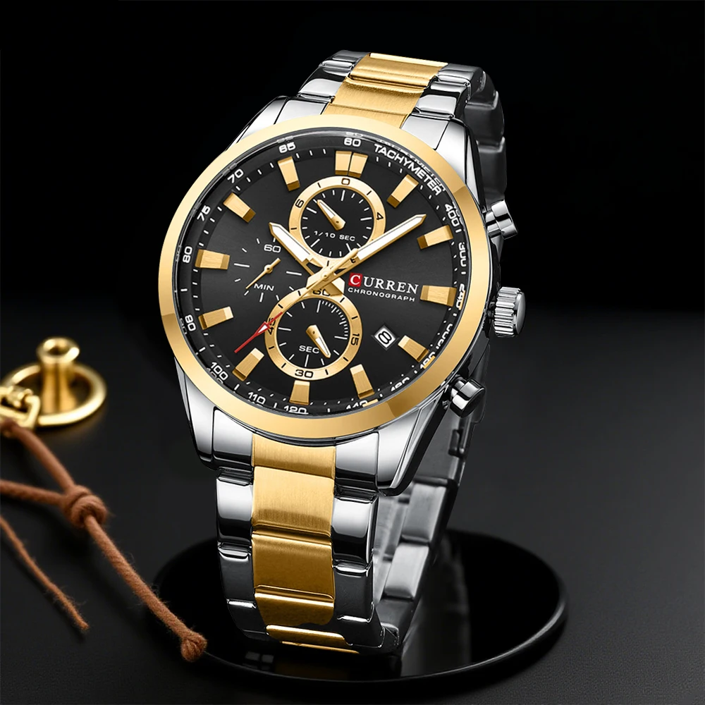 Men'S Fashion Jewelry - カレンカジュアルクォーツクロノスポーツ腕時計ブランド男性用ステンレススチールブレスレット多機能ダイヤル 2023 腕時計日付付き