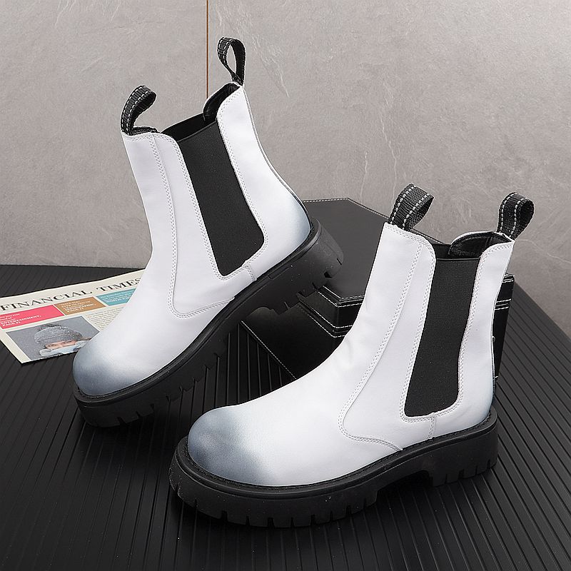 Men'S Fashion Footwear - メンズラグジュアリーファッション 本革ブーツ ブラック ホワイト ブランドデザイナーシューズ ステージ