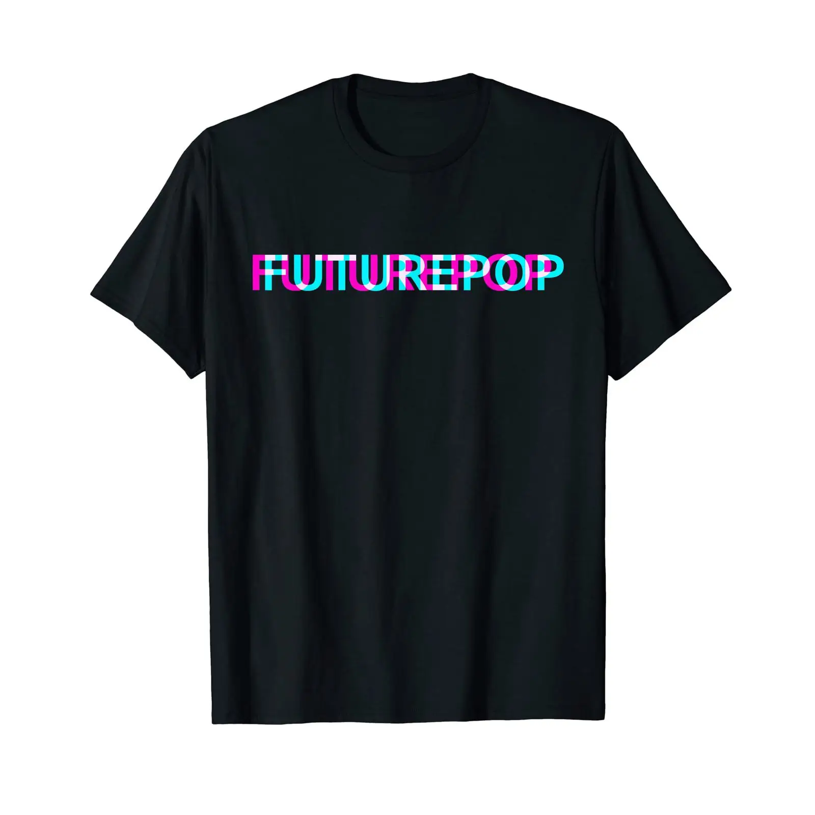 Men'S Fashion Genres - フューチャーポップ音楽ジャンル グリッチアート フェスティバル衣装 Tシャツ ブラック ヴィンテージ