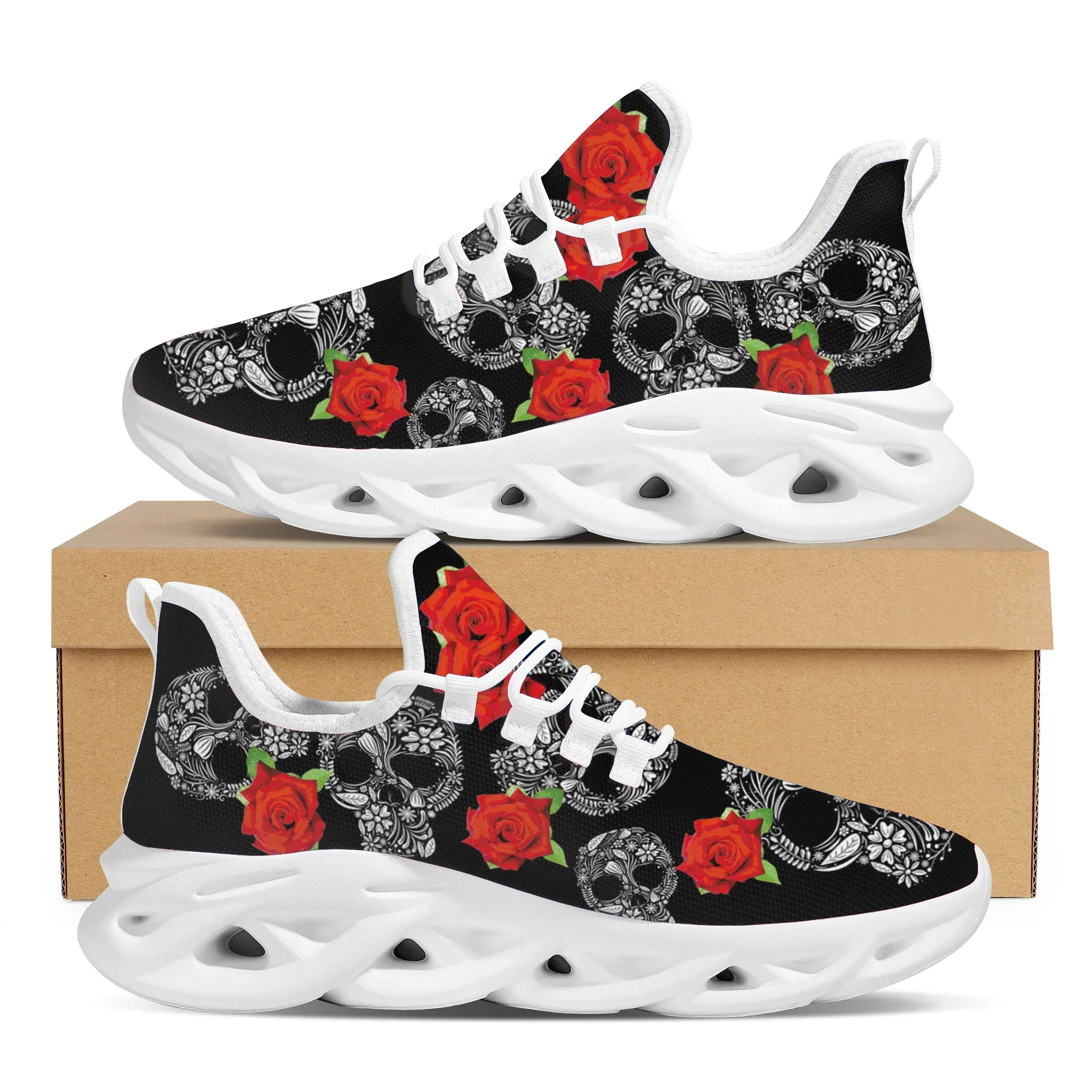 Mens Fashion Zapatos - ファッション女性アウトドアランニングシューズゴシックスタイルスカルレースアッププラットフォームスニーカー快適な滑り止めフラットシューズ Zapatos Mujer