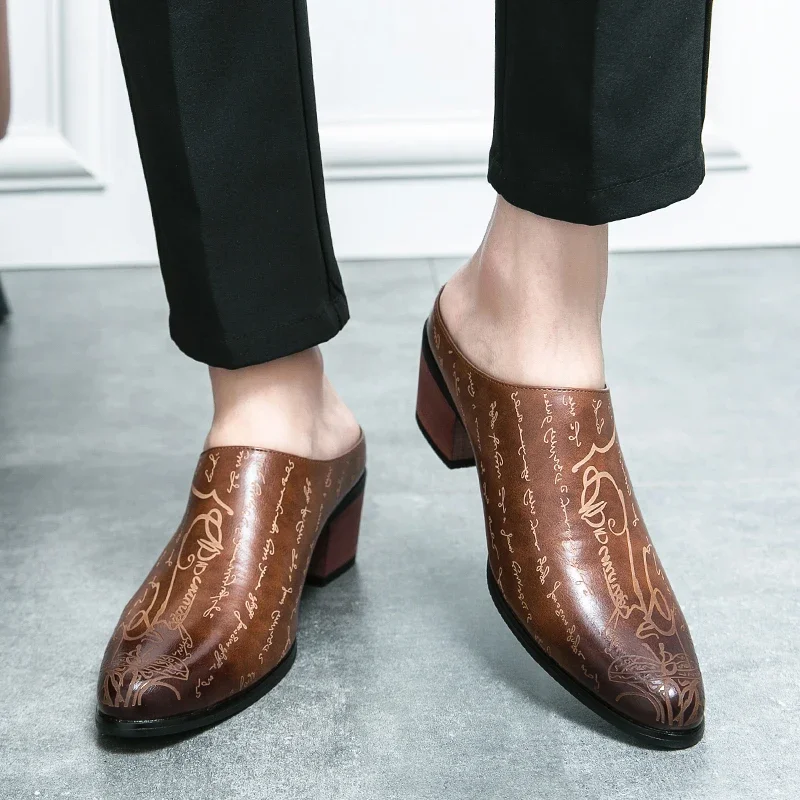 Mens Fashion Zapatos - 4 センチメートルヒール男性ローファーカジュアルドレスシューズファッション革夏フラットスリッポンクラシック黒靴 Zapatos パラ Hombre 男性