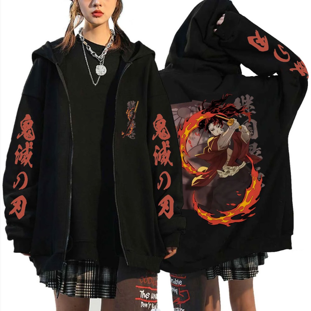 Mens Fashion Zip Up Hoodies - 新しい鬼滅の刃継国縁壱グッズジッパーフーディ男性女性ファッションオーバーサイズジップアップジャケット男性フリースジップアップスウェットシャツ