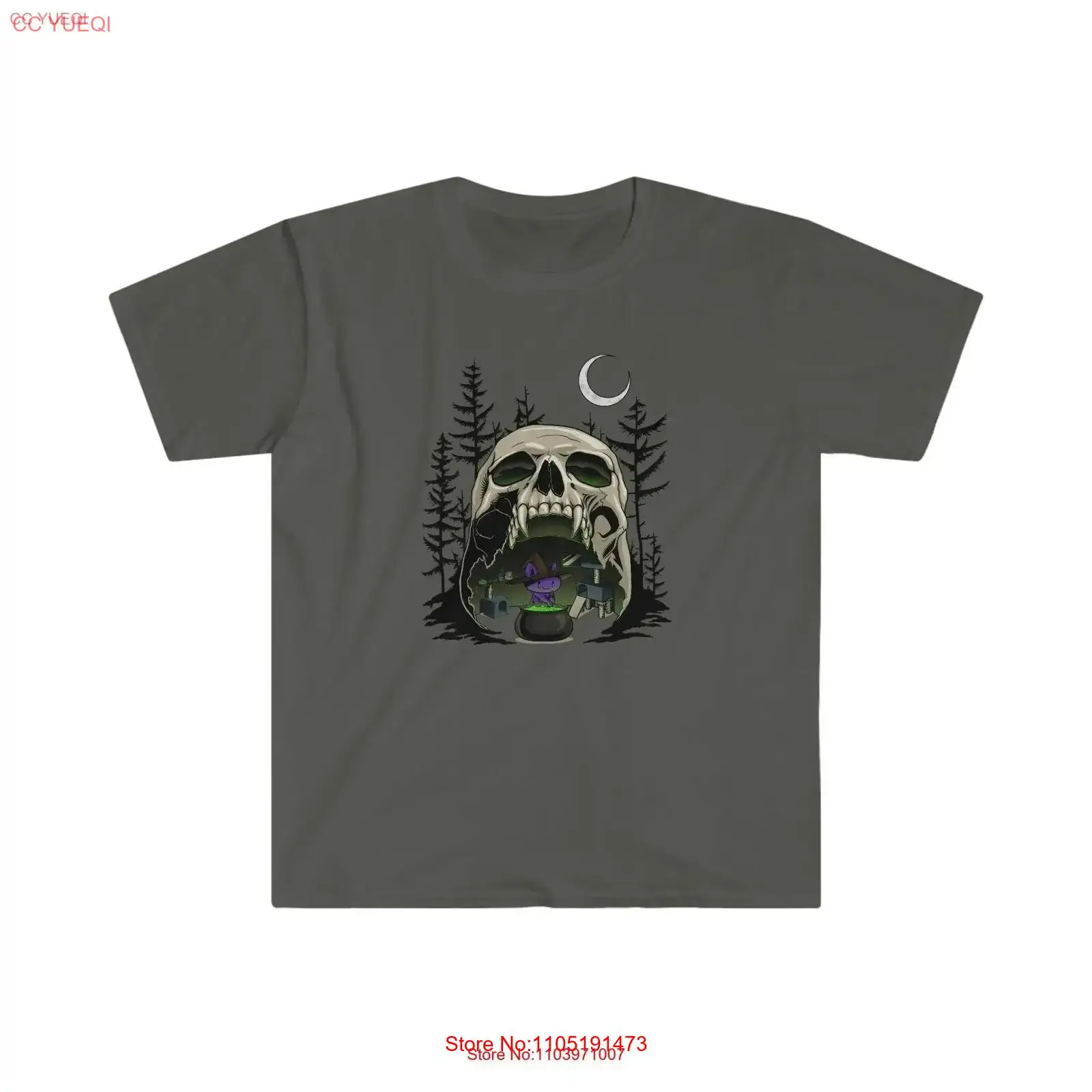 Men'S Fashion Everyday - ウィッチキャットフォレスト ソフトスタイル Tシャツ ヴィンテージ ウォッシュド 多用途