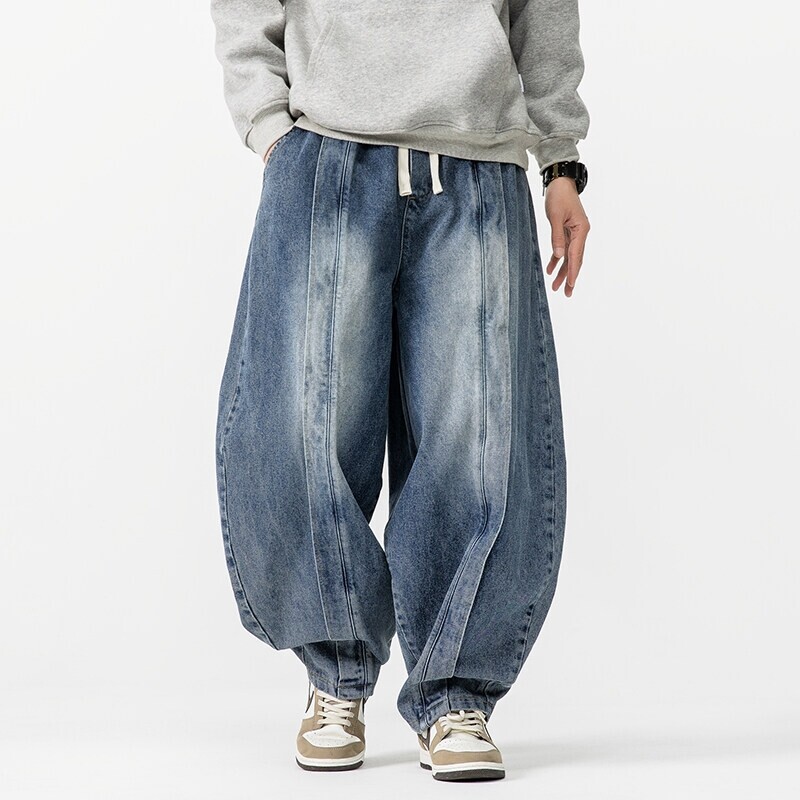 Jeans Pants Fashion Men - ヴィンテージメンズハーレムパンツ,ルーズフィット,ヒップホップデニム,ワイドレッグパンツ,ストレート,特大,伸縮性ウエスト,新しいファッション,2020