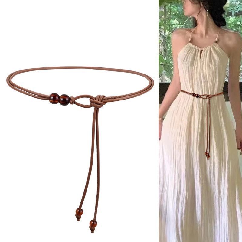 Leather Belt Braided - 新しいレトロな女性の新しい中国風のウエストロープアセンブリドレスウエストチェーンレザーロープベルトギフト卸売
