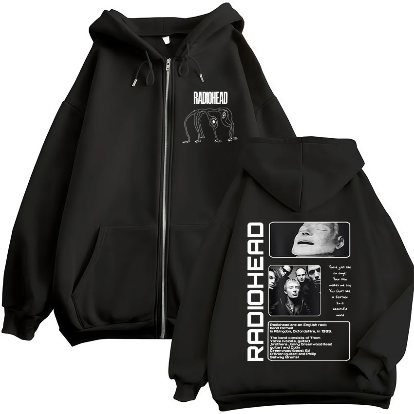 Mens Fashion Zip Up Hoodies - ロックバンド ラジオヘッド ザ ベンドス ジッパー パーカー