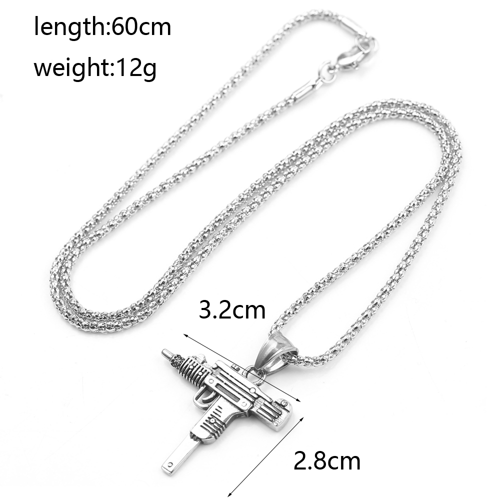 パンク・ウジ・ピストル・マシンガン・ネックレス・ペンダント  - Men'S Fashion Jewelry のレビューと価格