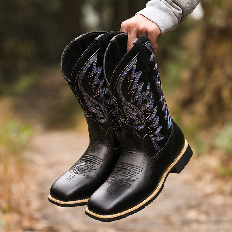 ファッション男性女性ミッドカーフブーツ手作りレトロウエスタン - Mens Fashion Zapatos のレビューと価格