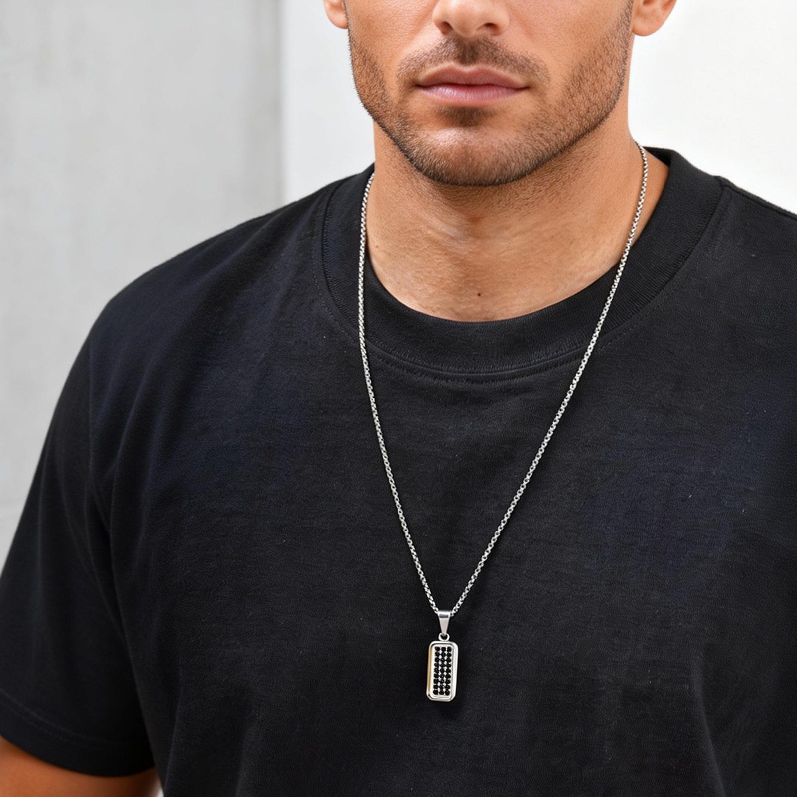 パーソナライズドッグタグネックレス男性用ギフト、ジルコン象嵌 - Men'S Fashion All Black Outfit のレビューと価格