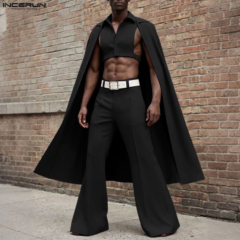 INCERUN 男性セットソリッドカラーラペルノースリーブ不 - Men'S Fashion 2026 のレビューと価格