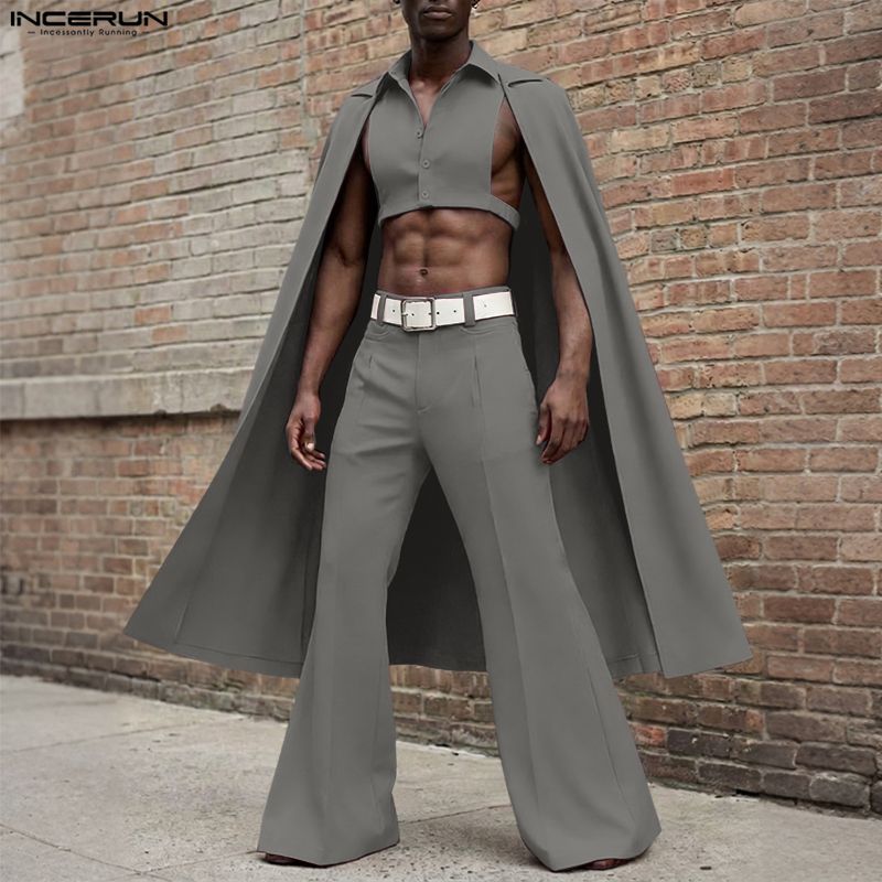 INCERUN 男性セットソリッドカラーラペルノースリーブ不 - Men'S Fashion 2026 のレビューと価格