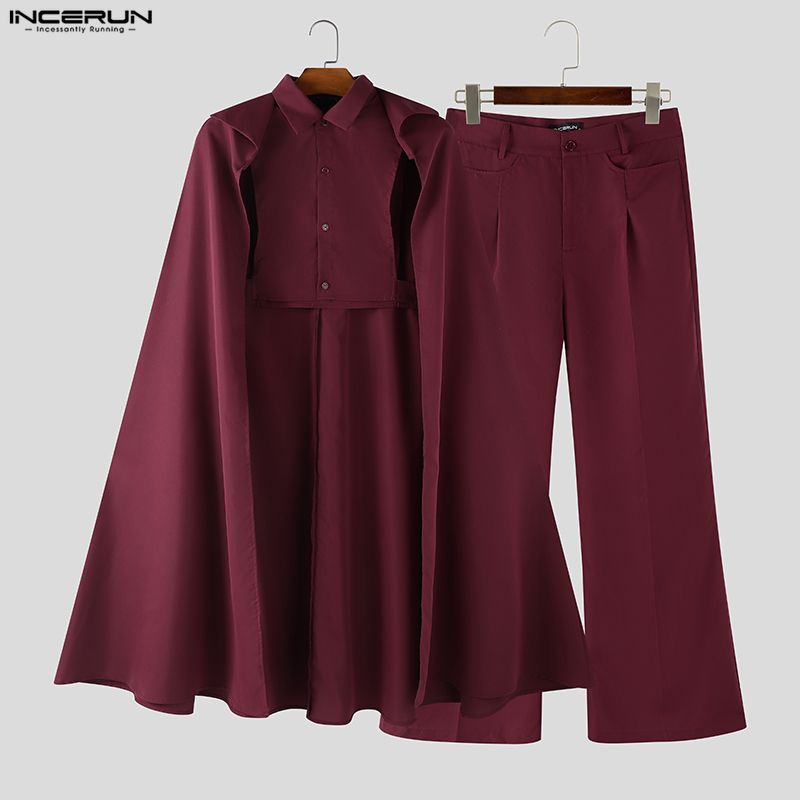 INCERUN 男性セットソリッドカラーラペルノースリーブ不 - Men'S Fashion 2026 のレビューと価格