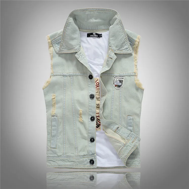 ポップ春秋の新ファッションメンズウォッシュヴィンテージレトロ - Men'S Fashion Vest With Jeans のレビューと価格
