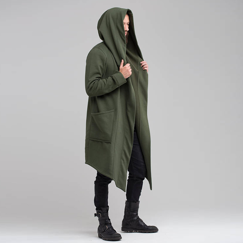 メンズ冬のフード付きカーディガントレンチコートストリート無地 - Men'S Fashion Zip Sweater のレビューと価格