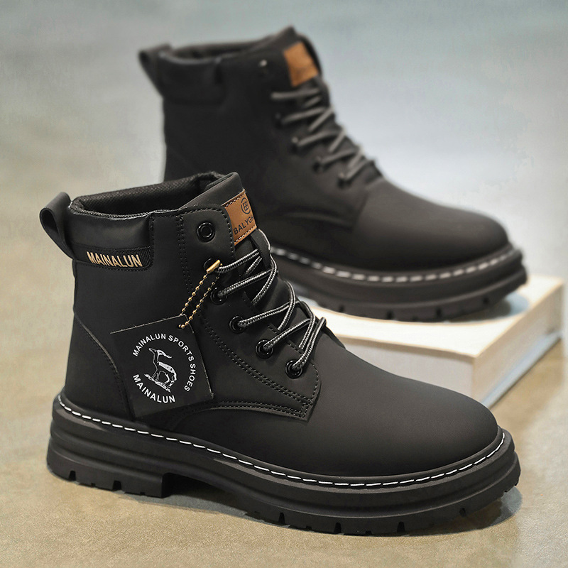 クラシックメンズハイカットブーツ高品質イエローレザーブーツフ - Men'S Fashion Footwear のレビューと価格