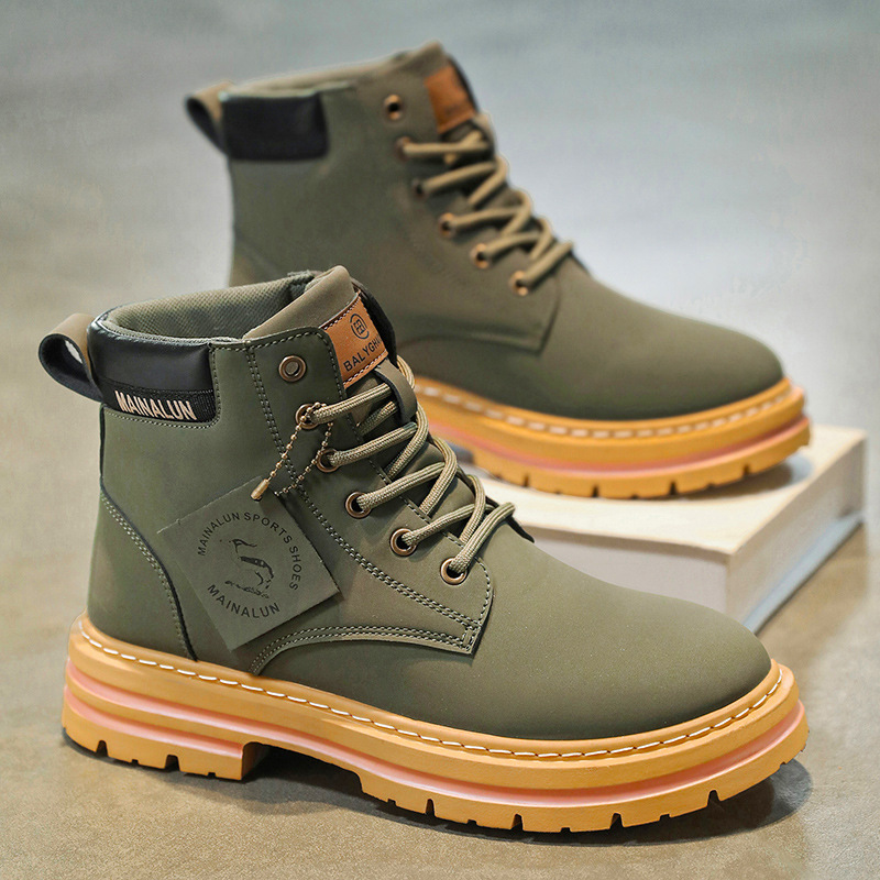 クラシックメンズハイカットブーツ高品質イエローレザーブーツフ - Men'S Fashion Footwear のレビューと価格