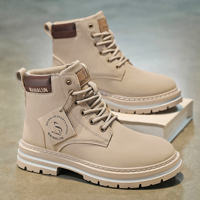 クラシックメンズハイカットブーツ高品質イエローレザーブーツフ - Men'S Fashion Footwear のレビューと価格