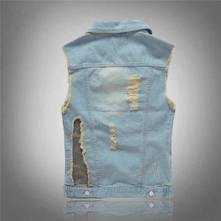 春秋の新ファッションメンズウォッシュライトブルー Sleev - Men'S Fashion Vest With Jeans のレビューと価格