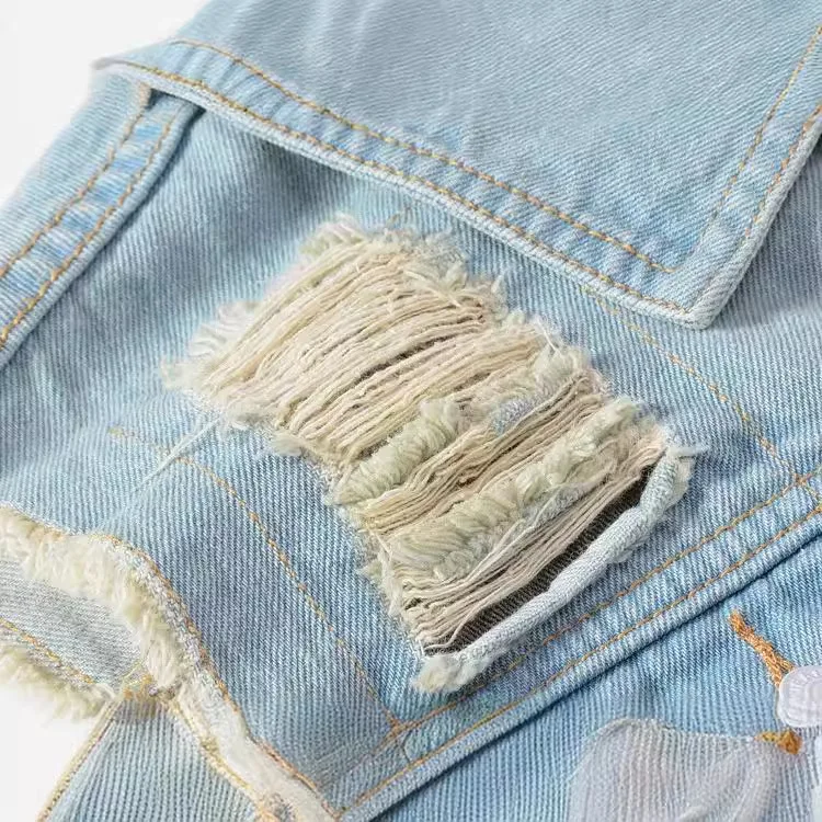 春秋の新ファッションメンズウォッシュライトブルー Sleev - Men'S Fashion Vest With Jeans のレビューと価格