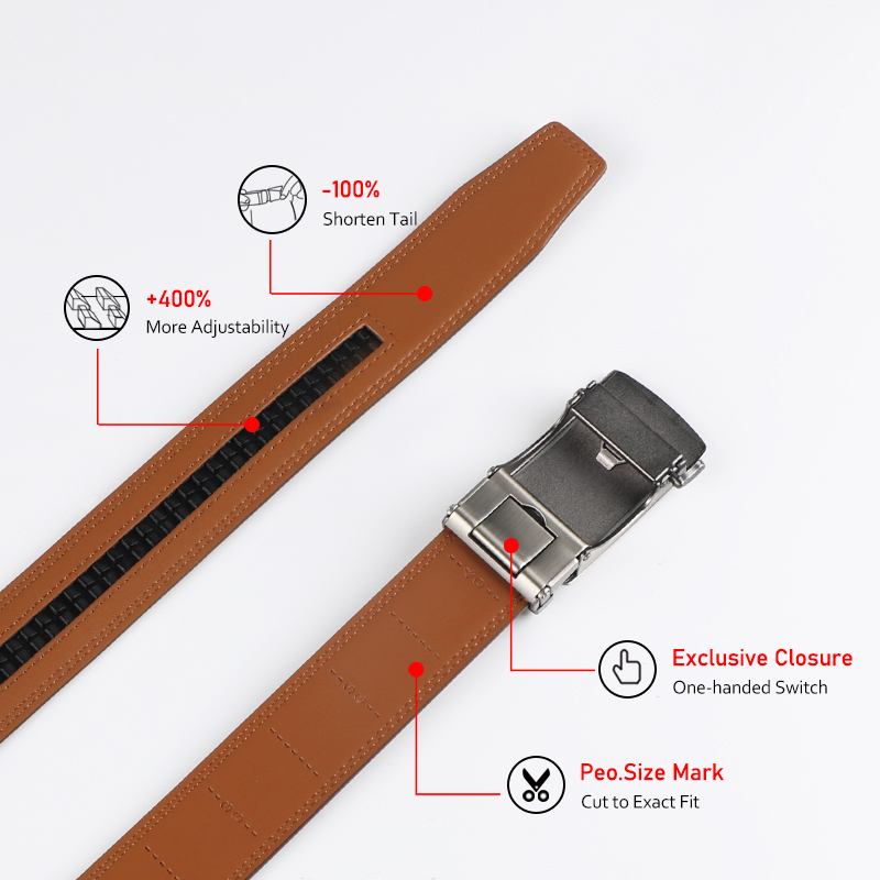 男性用本革ラチェットベルト,調整可能な自動バックル,カジュア - Leather Belt Braided のレビューと価格
