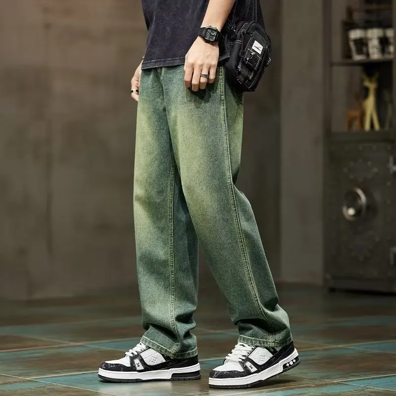 韓国ファッションヴィンテージジーンズ男性だぶだぶのパンツハイ - Jeans Pants Fashion Men のレビューと価格