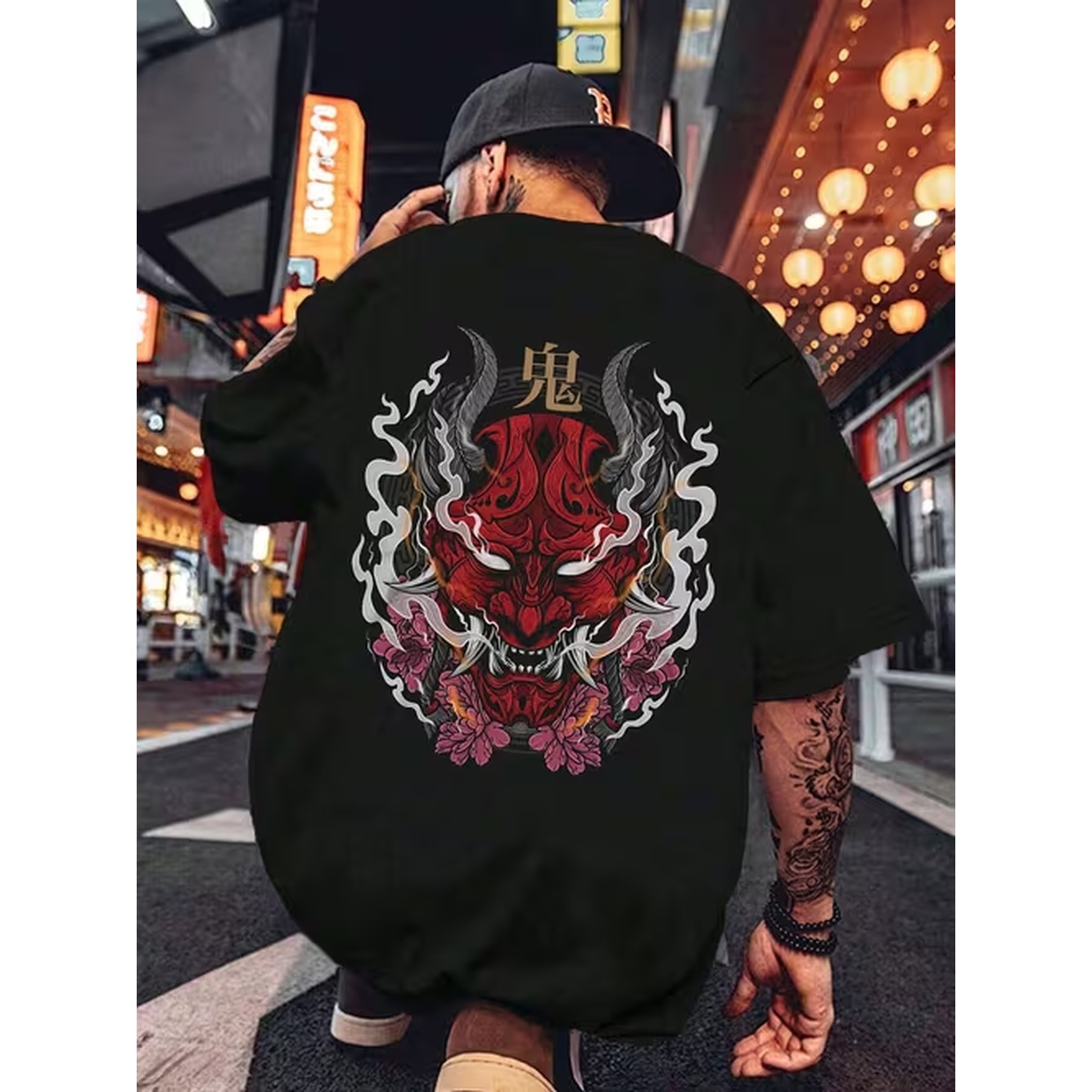商品画像2枚：前面と背面のメンズカジュアルプリント半袖Tシャ - Mens Fashion Style Images のレビューと価格