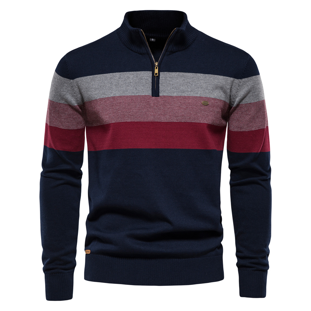 AIOPESON メンズパッチワークプルオーバーセーター綿カ - Men'S Fashion Zip Sweater のレビューと価格