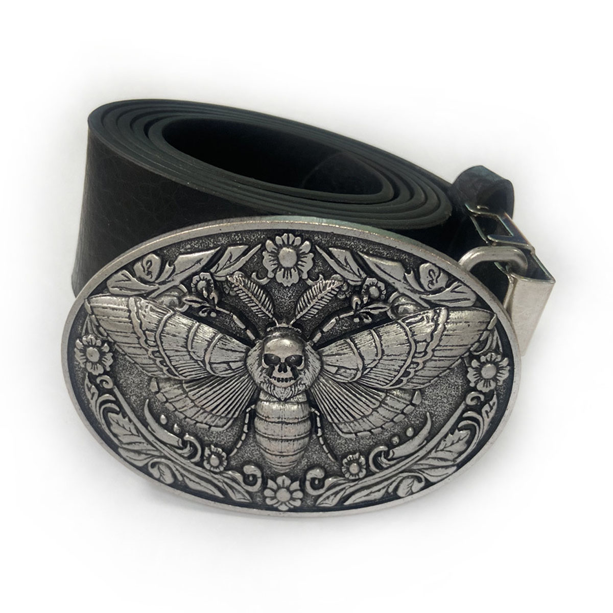 男性ヴィンテージベルトバックル、アンティークシルバー花柄スカ - Leather Belt Braided のレビューと価格