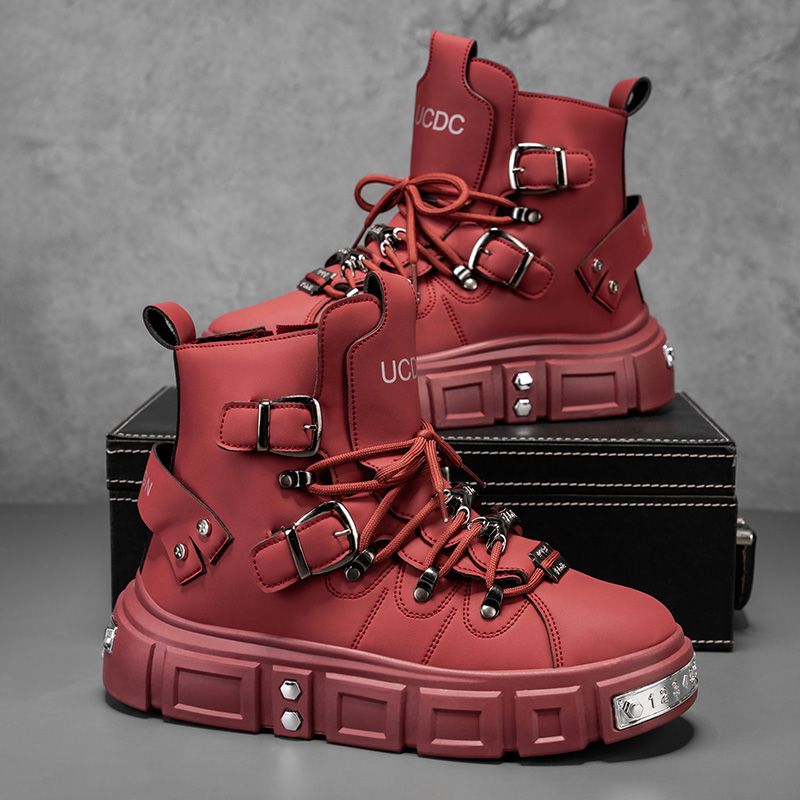 オリジナルブランドブーツ男性用パンクプラットフォームレッドト - Men'S Fashion Footwear のレビューと価格