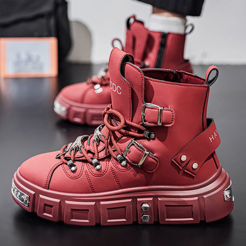 オリジナルブランドブーツ男性用パンクプラットフォームレッドト - Men'S Fashion Footwear のレビューと価格