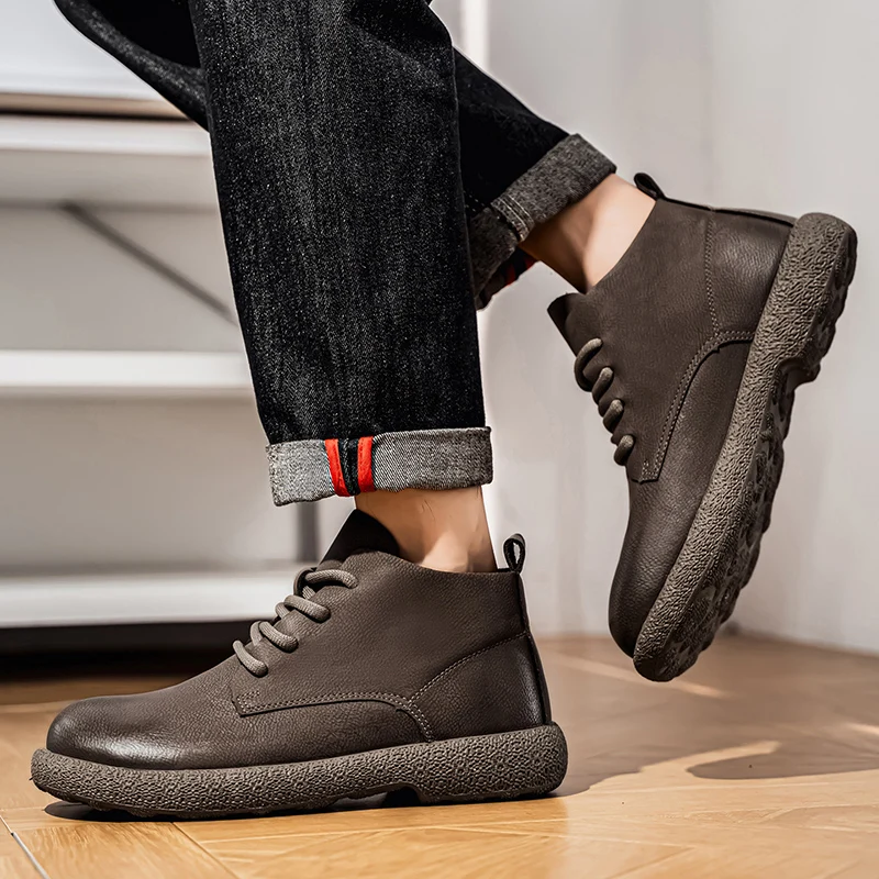 メンズ アンクルブーツ ブラウン ショートブーツ 高級靴 パ - Men'S Fashion Footwear のレビューと価格