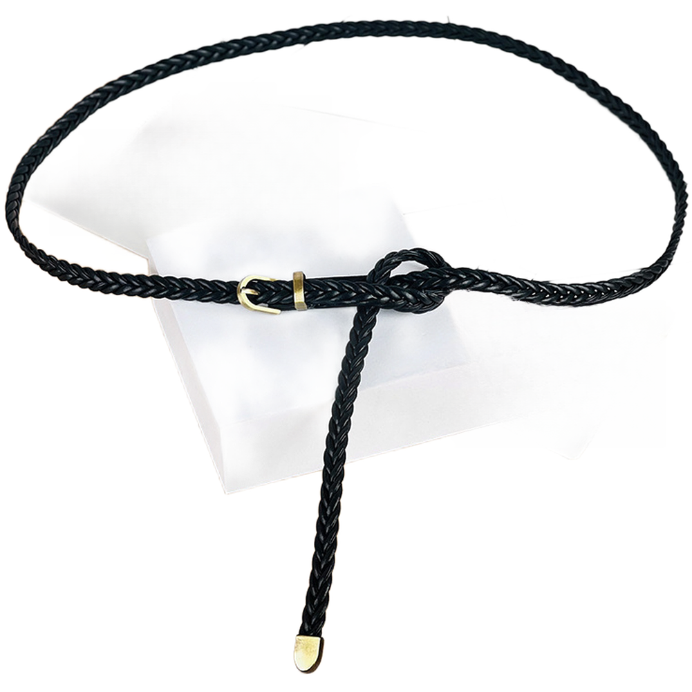 普段使いに最適な穴なしベルトデザイン、女性用編み込みベルト、 - Leather Belt Braided のレビューと価格