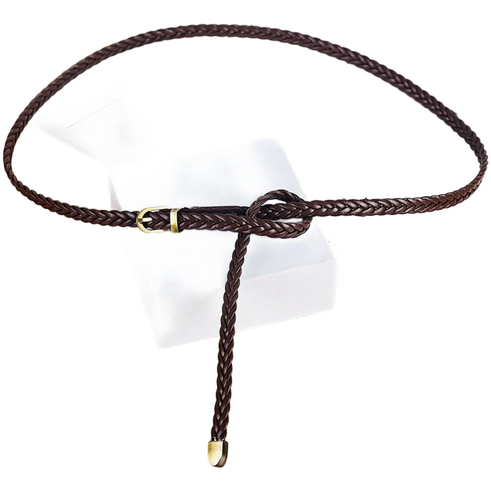 普段使いに最適な穴なしベルトデザイン、女性用編み込みベルト、 - Leather Belt Braided のレビューと価格