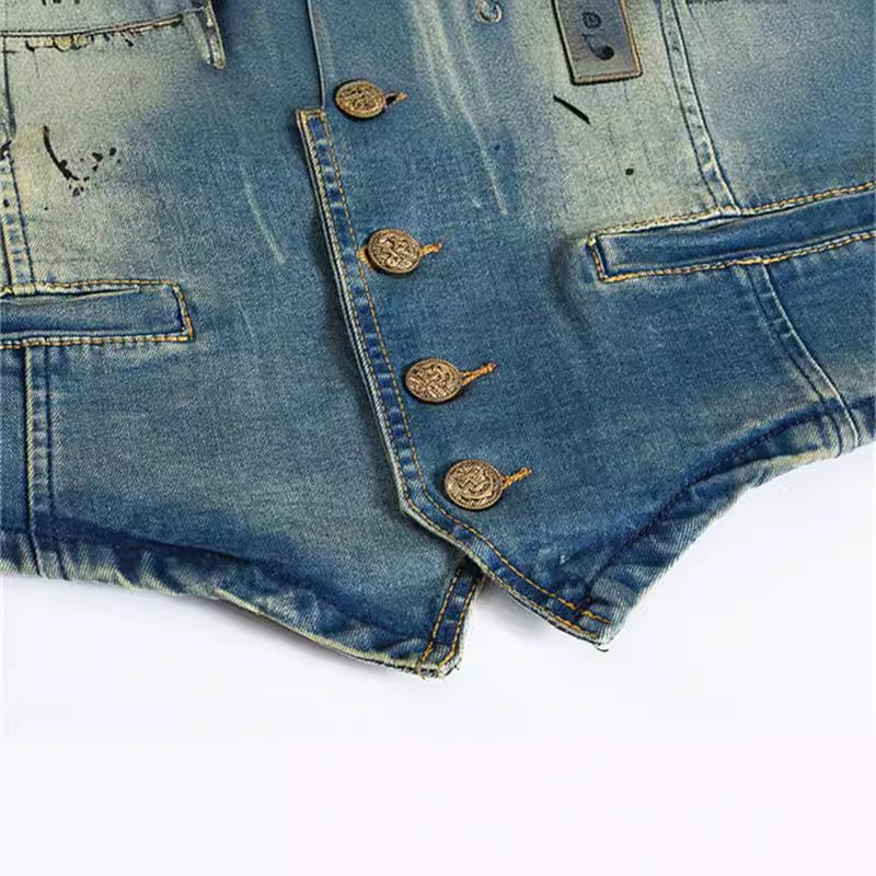 春秋の新ファッションメンズ V-nevk スプラッシュインク - Men'S Fashion Vest With Jeans のレビューと価格