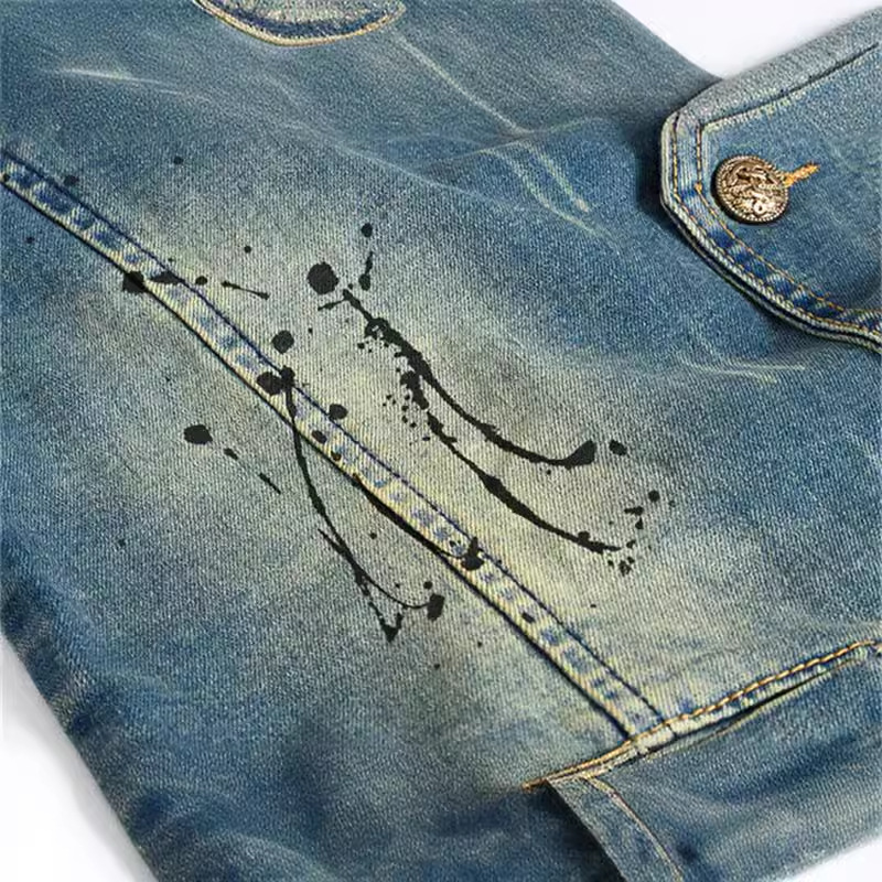 春秋の新ファッションメンズ V-nevk スプラッシュインク - Men'S Fashion Vest With Jeans のレビューと価格