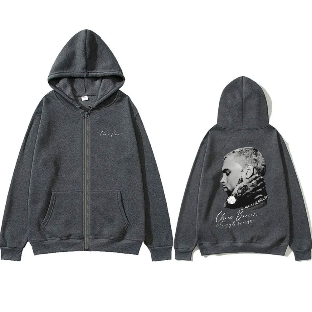 ラッパークリスブラウンヒップホップファッションジッパーパーカ - Mens Fashion Zip Up Hoodies のレビューと価格