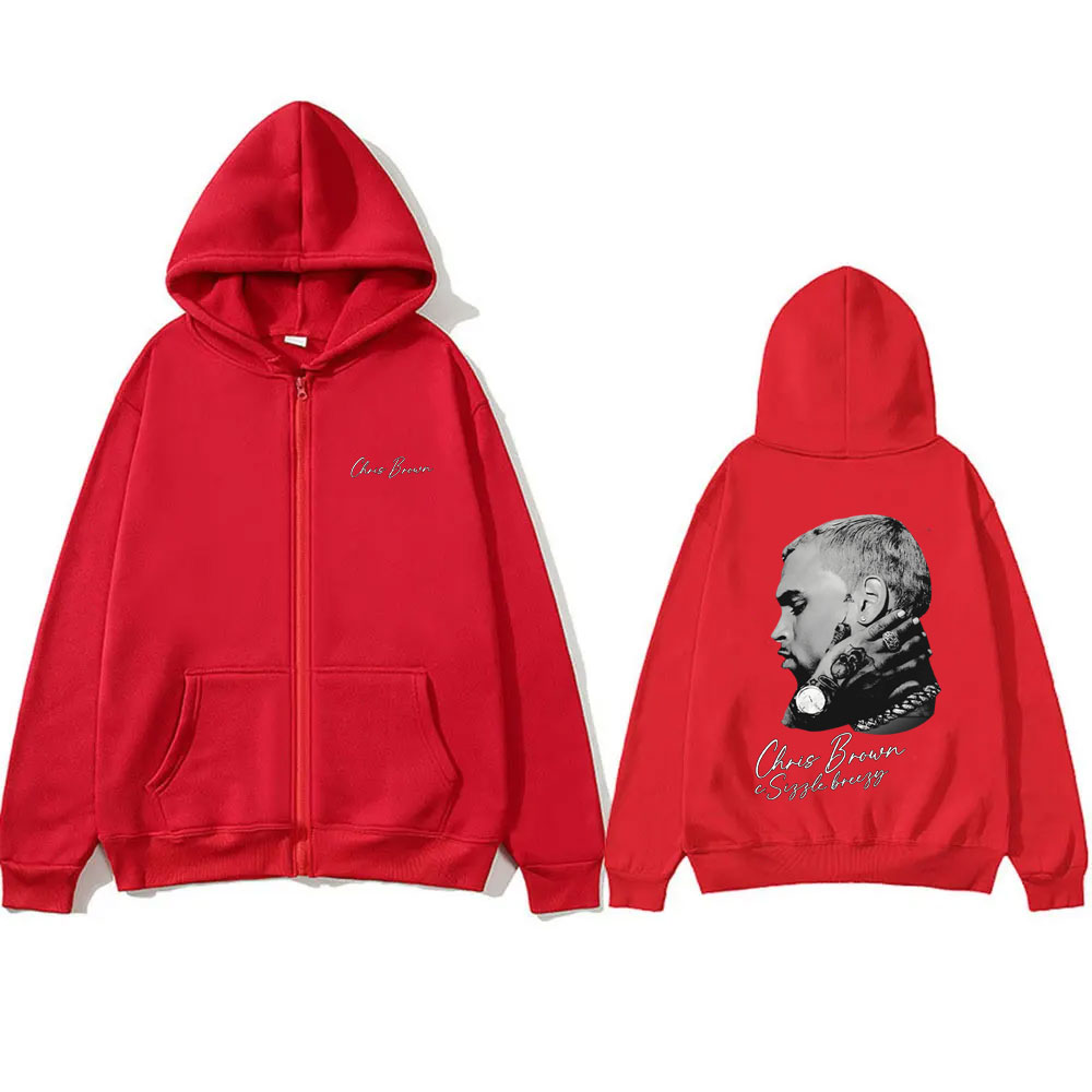 ラッパークリスブラウンヒップホップファッションジッパーパーカ - Mens Fashion Zip Up Hoodies のレビューと価格
